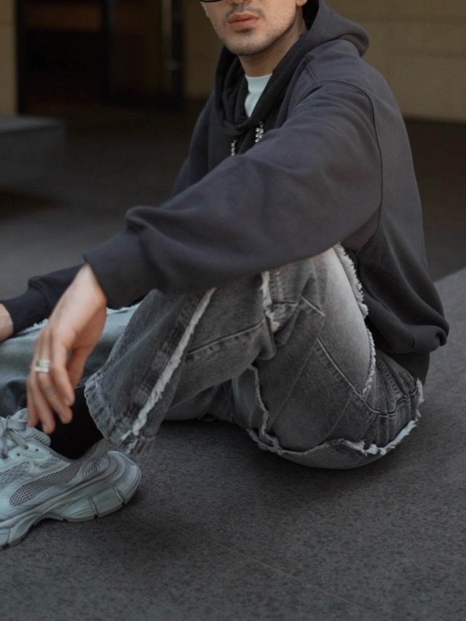 Oversized Hoodie With Crystal-Embellished Drawstrings
